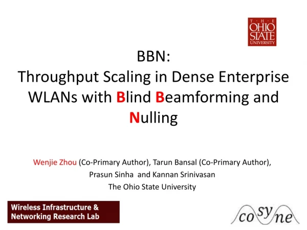 BBN: Throughput Scaling in Dense Enterprise WLANs with B lind B eamforming and N ulling