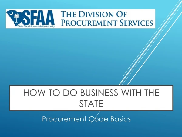 How to do Business with the State