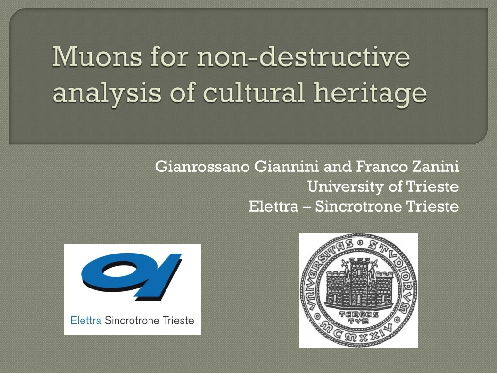 muons for non destructive analysis of cultural heritage
