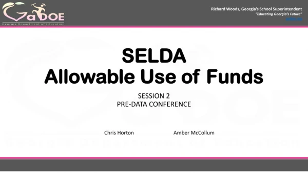 SELDA Allowable Use of Funds