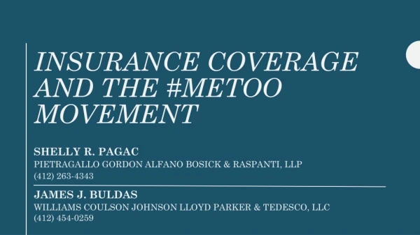 Insurance Coverage and the #MeToo Movement