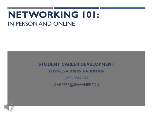 Networking 101: In person and online
