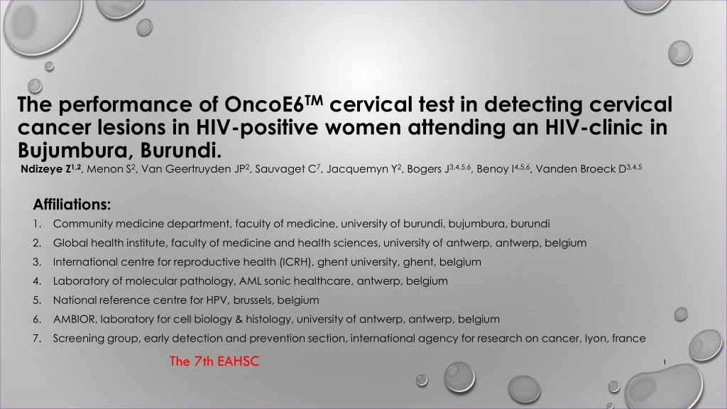 the performance of oncoe6 tm cervical test