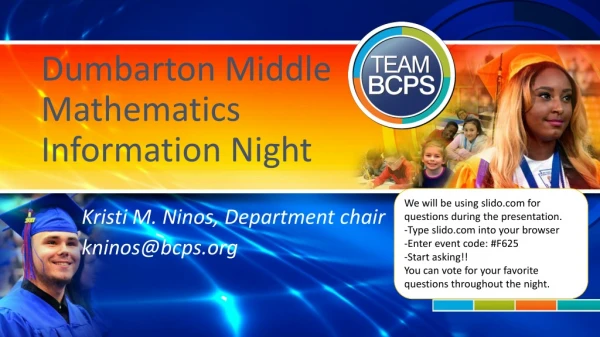 Dumbarton Middle Mathematics Information Night