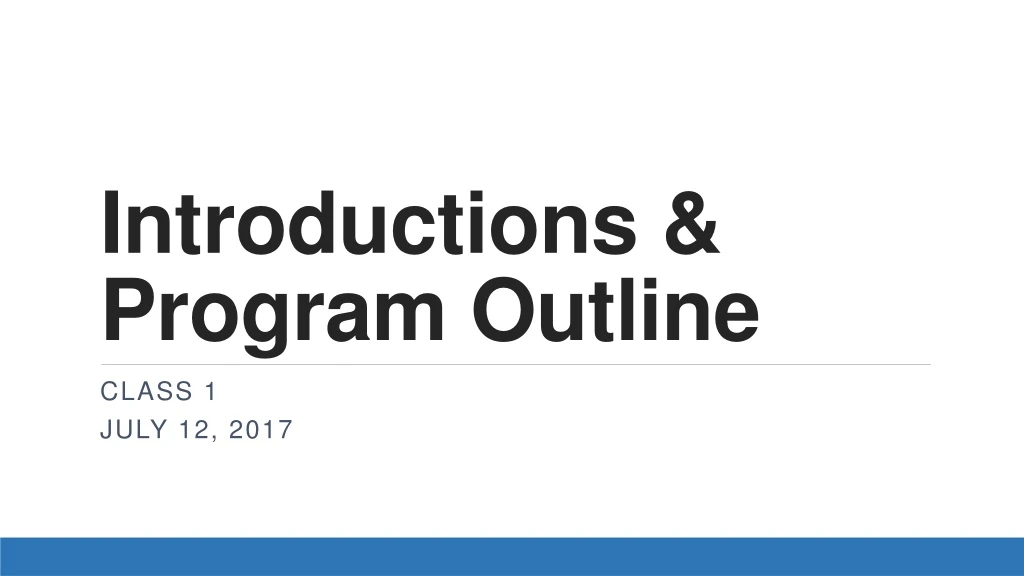 introductions program outline