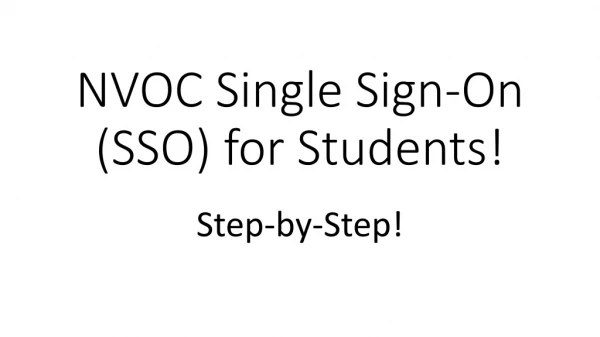 NVOC Single Sign-On (SSO) for Students!