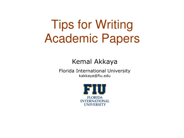 Tips for Writing Academic Papers