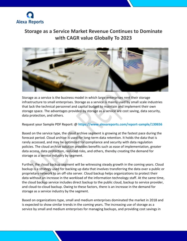 Storage as a Service Market Revenue Continues to Dominate with CAGR value Globally To 2023