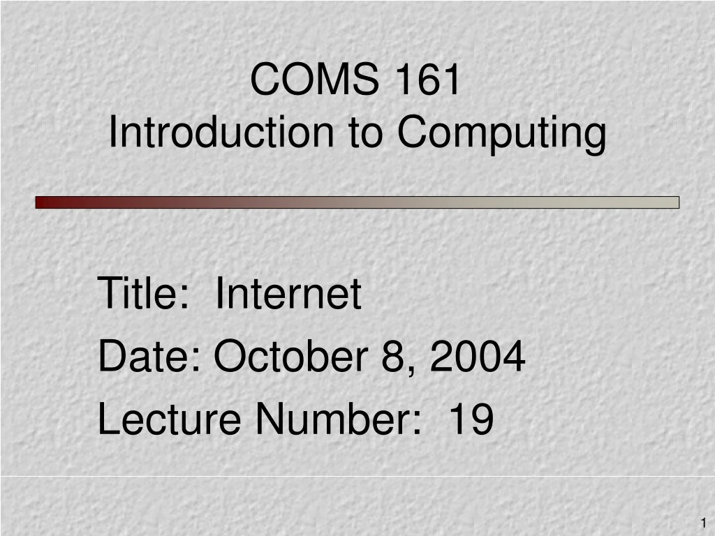 coms 161 introduction to computing