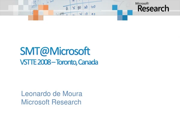 SMT@Microsoft VSTTE 2008 – Toronto, Canada