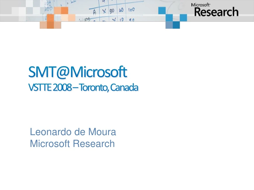 smt@microsoft vstte 2008 toronto canada