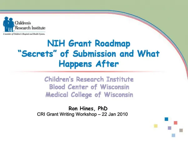 NIH Grant Roadmap Secrets of Submission and What Happens After