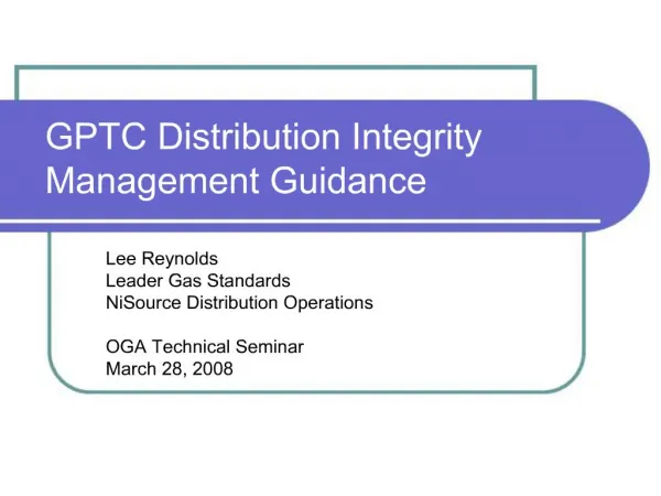 GPTC Distribution Integrity Management Guidance