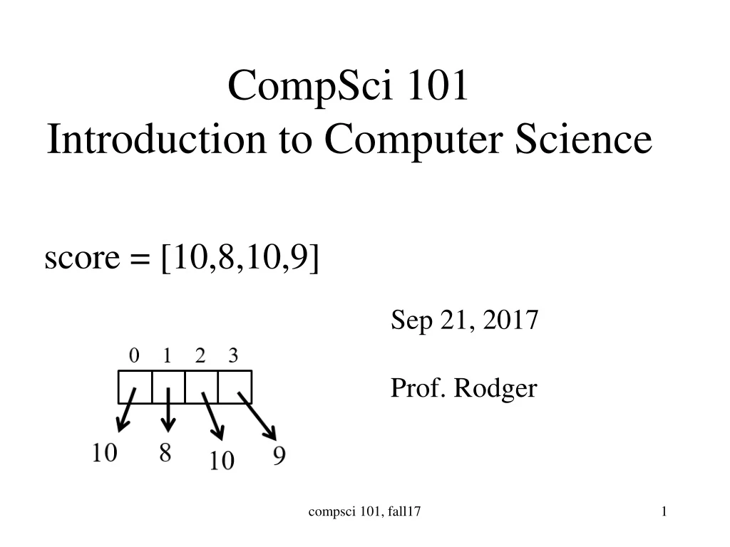 compsci 101 introduction to computer science