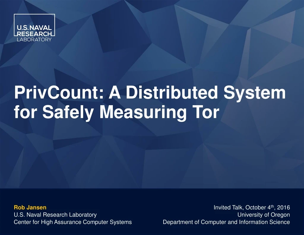 privcount a distributed system for safely measuring tor