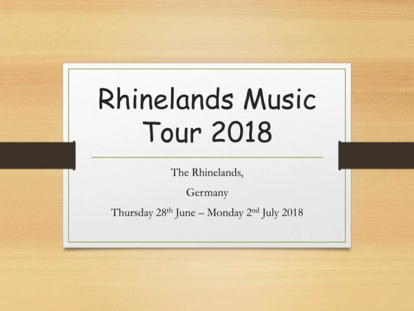 Rhinelands Music Tour 2018