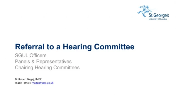 Referral to a Hearing Committee