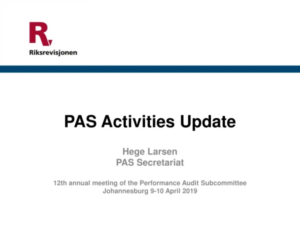 PAS Activities Update