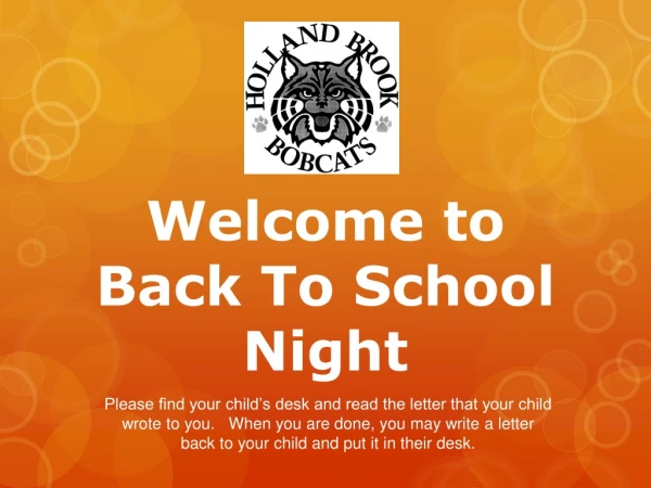 Welcome to Back To School Night