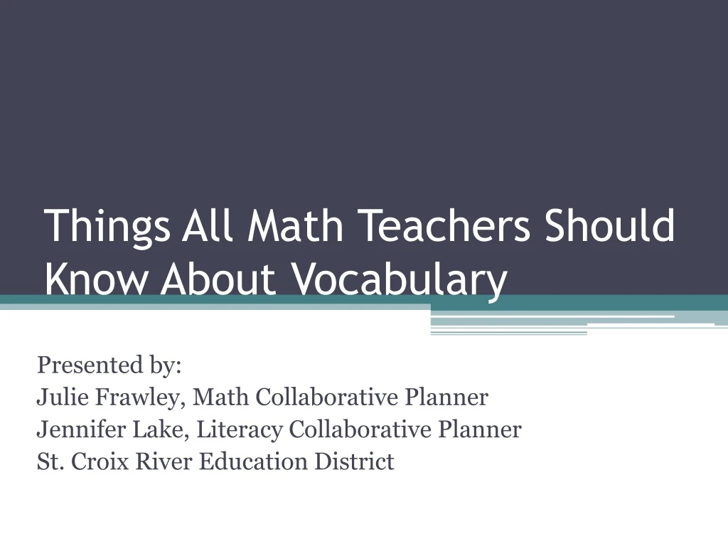 things all math teachers should know about vocabulary