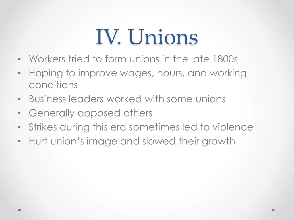iv unions