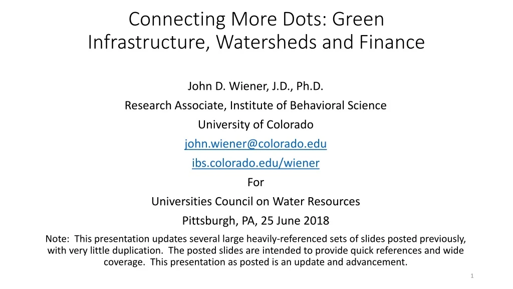 connecting more dots green infrastructure watersheds and finance