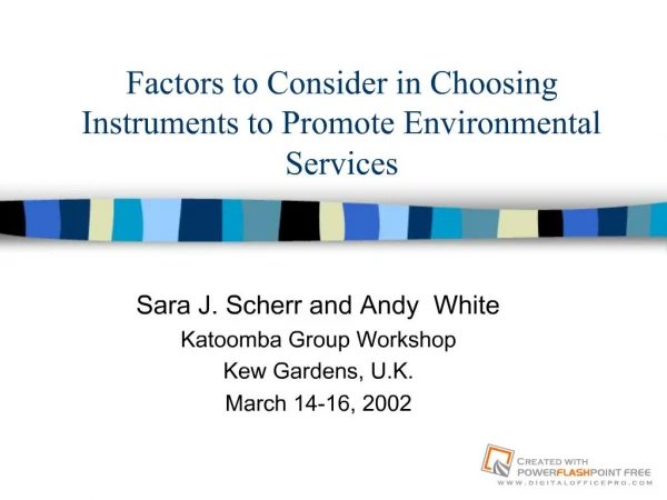 Factors to Consider in Choosing Instruments to Promote Environmental Services