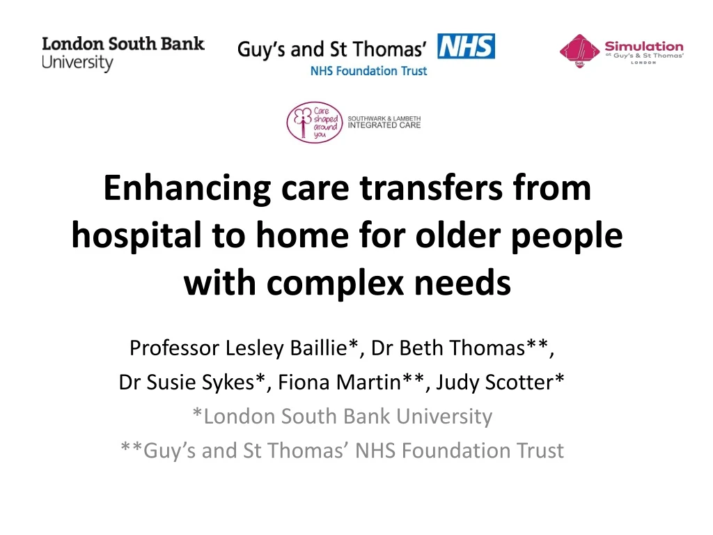 enhancing care transfers from hospital to home for older people with complex needs