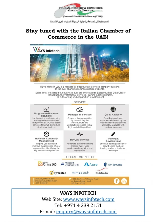Stay tuned with the Italian Chamber of Commerce in the UAE!