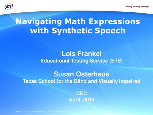 Navigating Math Expressions with Synthetic Speech
