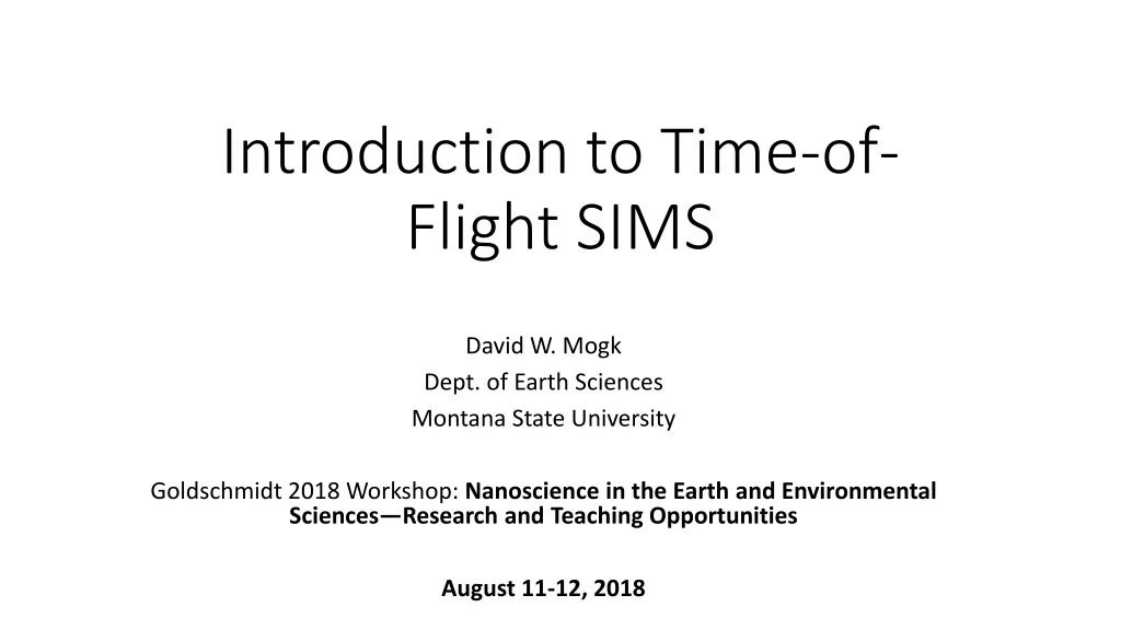 introduction to time of flight sims