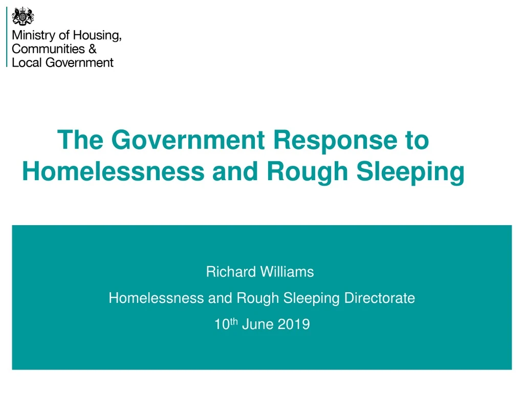 the government response to homelessness and rough sleeping