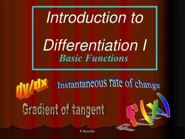 Introduction to Differentiation I