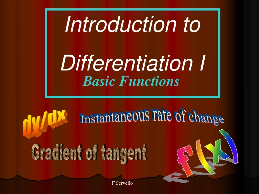 introduction to differentiation i