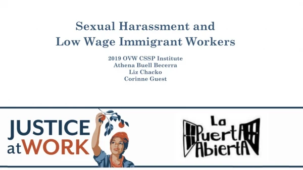 Sexual Harassment and Low Wage Immigrant Workers 2019 OVW CSSP Institute Athena Buell Becerra