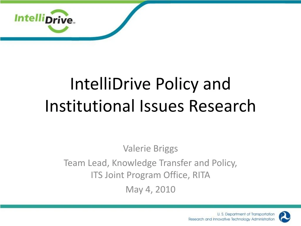 intellidrive policy and institutional issues research