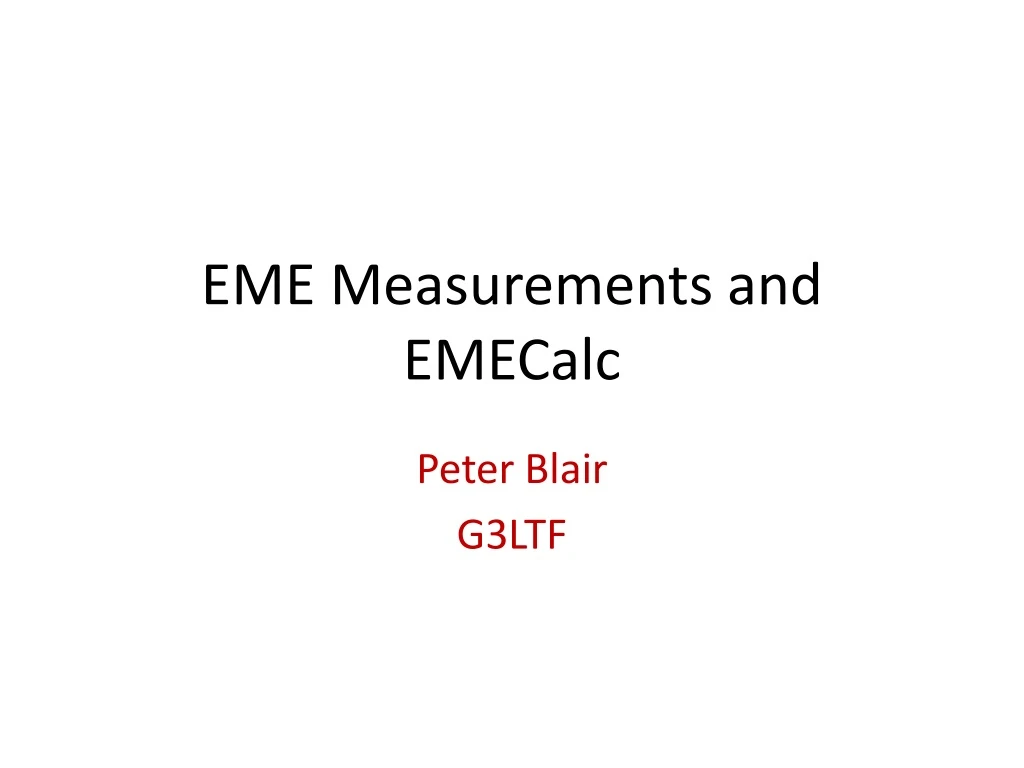 eme measurements and emecalc