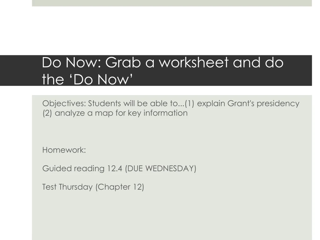 do now grab a worksheet and do the do now