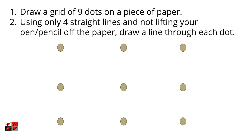 draw a grid of 9 dots on a piece of paper using