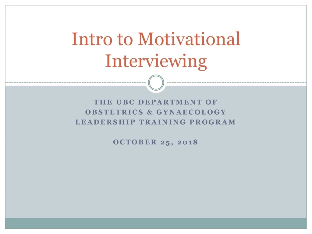 intro to motivational interviewing
