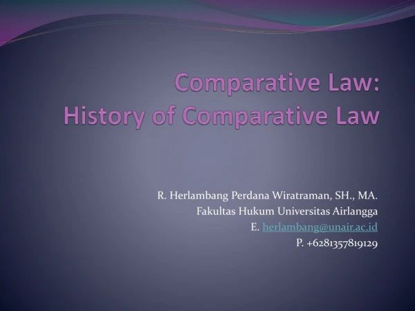 Comparative Law: History of Comparative Law