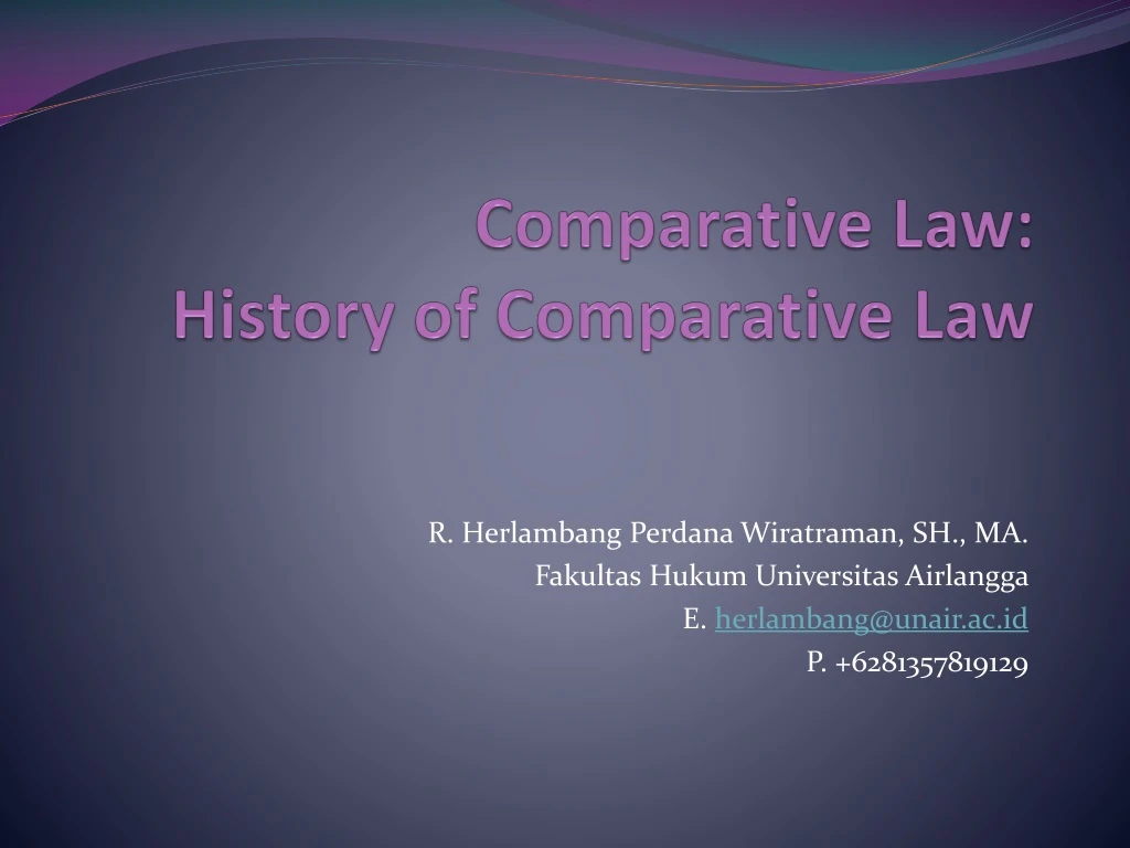 comparative law history of comparative law