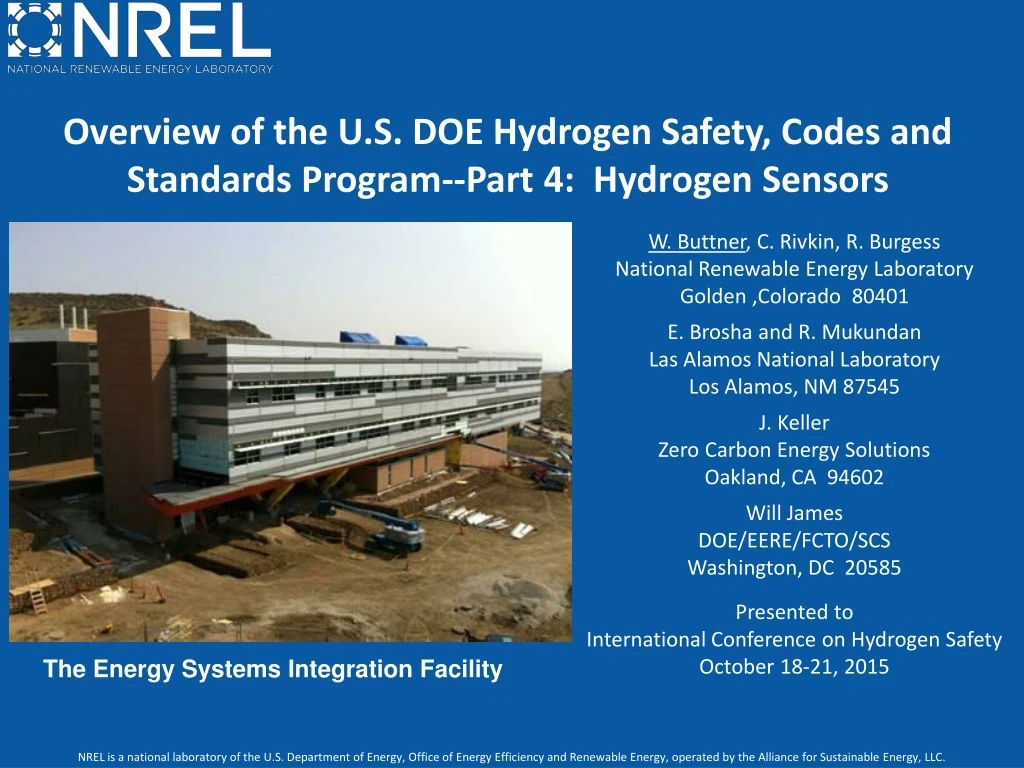 overview of the u s doe hydrogen safety codes and standards program part 4 hydrogen sensors