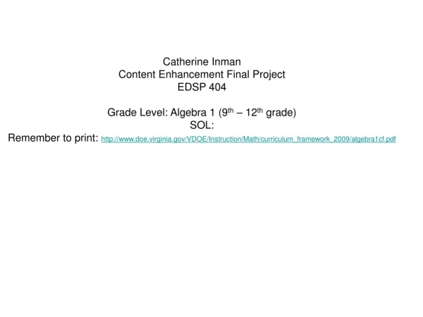 Catherine Inman Content Enhancement Final Project EDSP 404