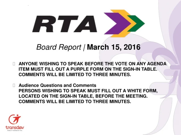 Board Report | March 15, 2016