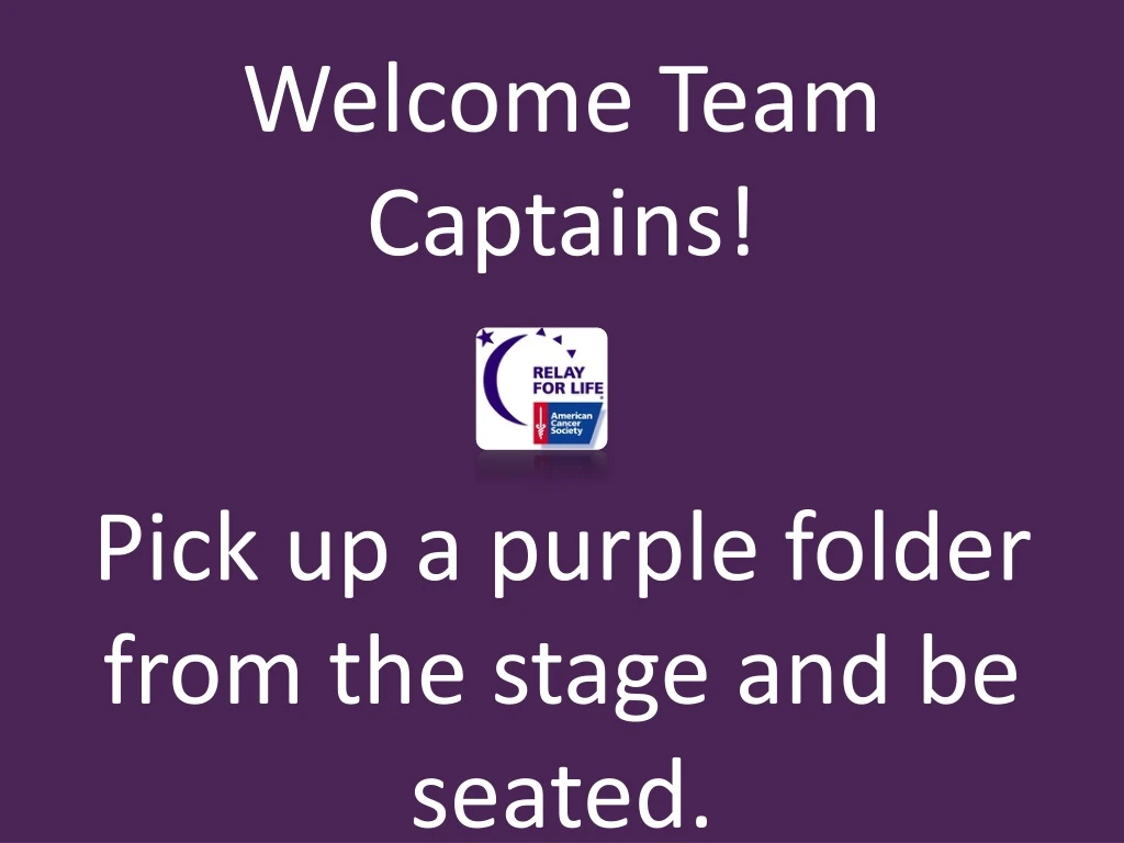 welcome team captains