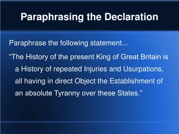 Paraphrasing the Declaration