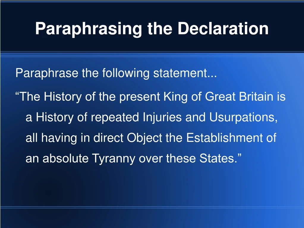 paraphrasing the declaration