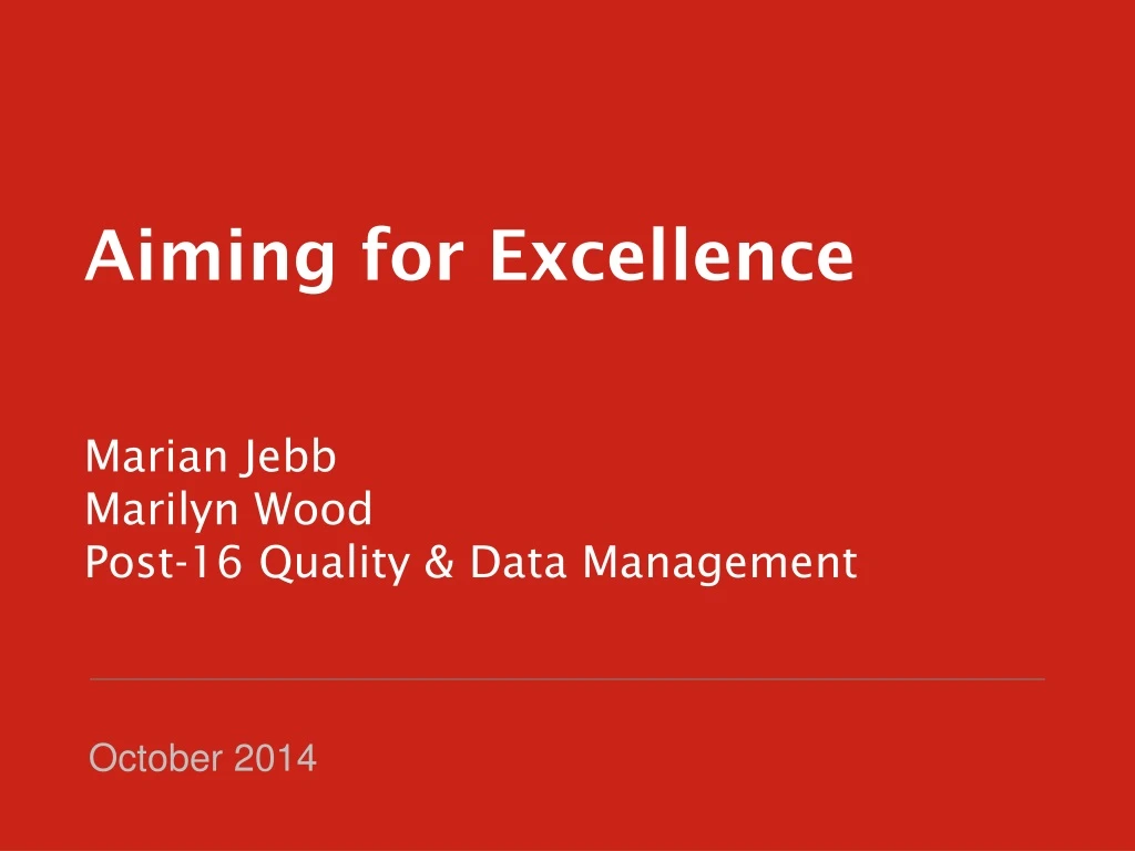 aiming for excellence marian jebb marilyn wood