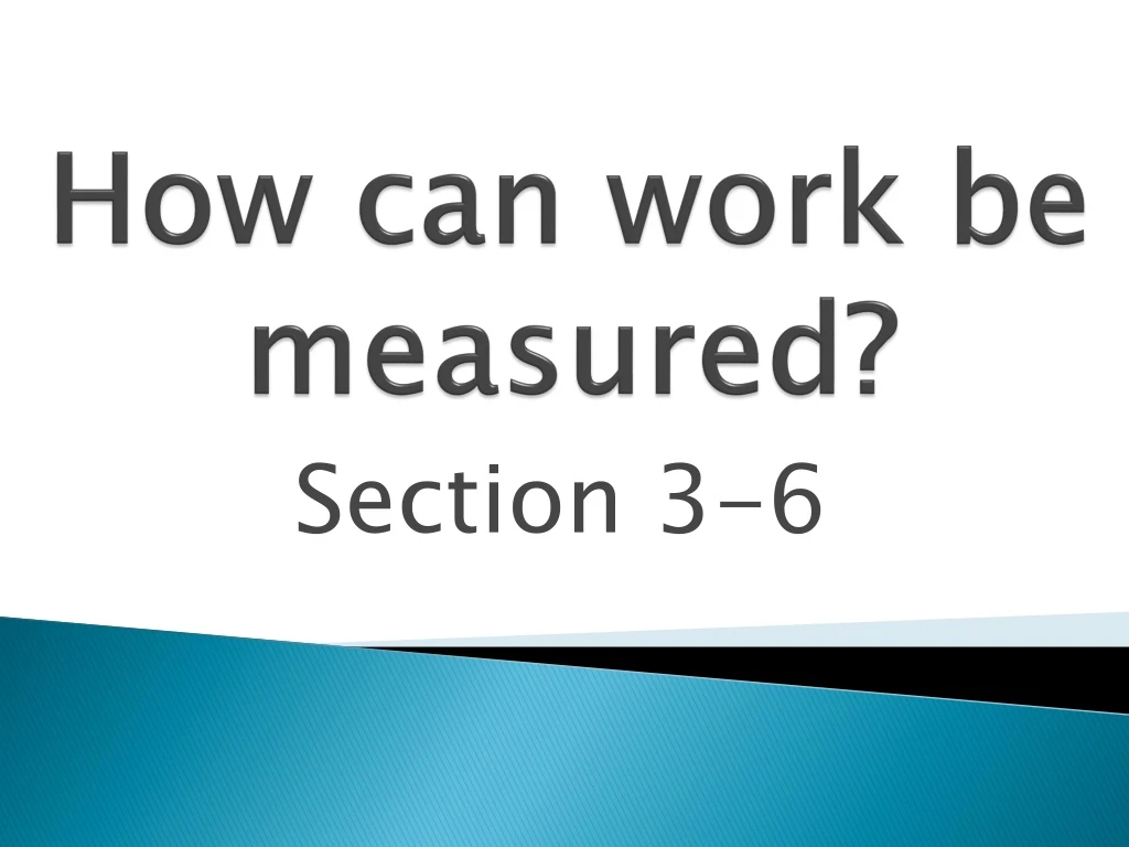 how can work be measured